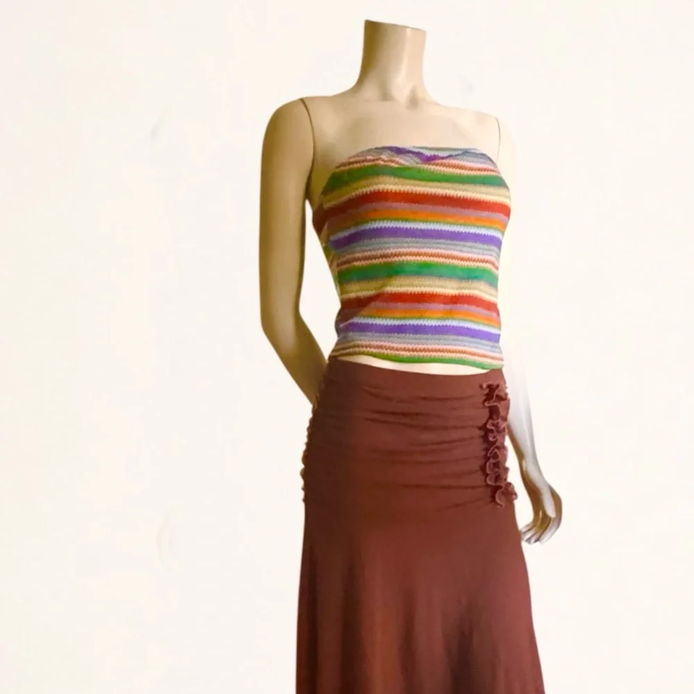 SHEIN Boho Bandeau Tube Top Strapless Knit Crop Y2K Summer Size Large - Picture 4 of 14